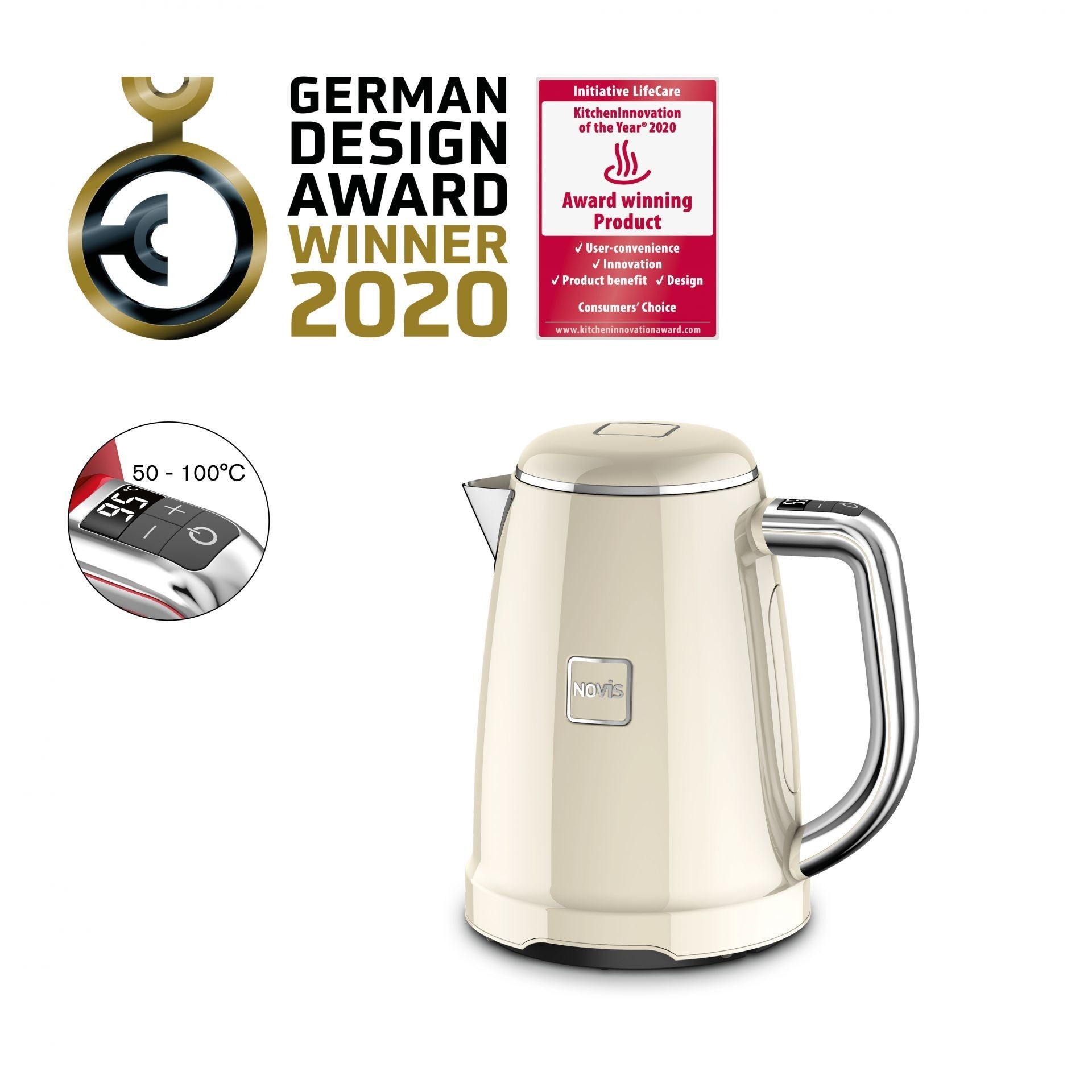 NOVIS KTC1 electric kettle - cream - NOVIS - Evelostore