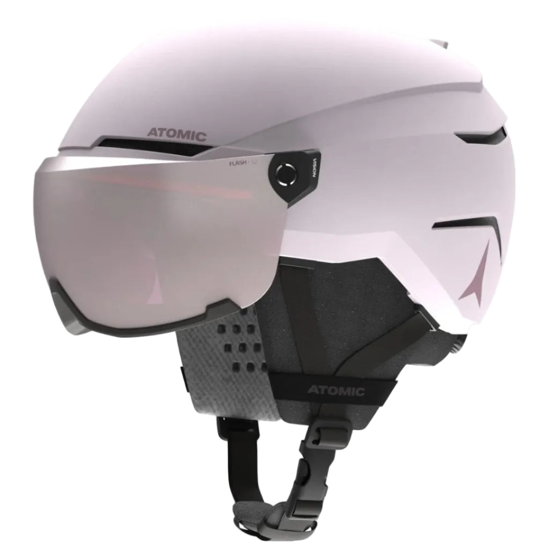Casco da sci per bambini ATOMIC SAVOR VISOR JR – rosa cemento / argento flash C2