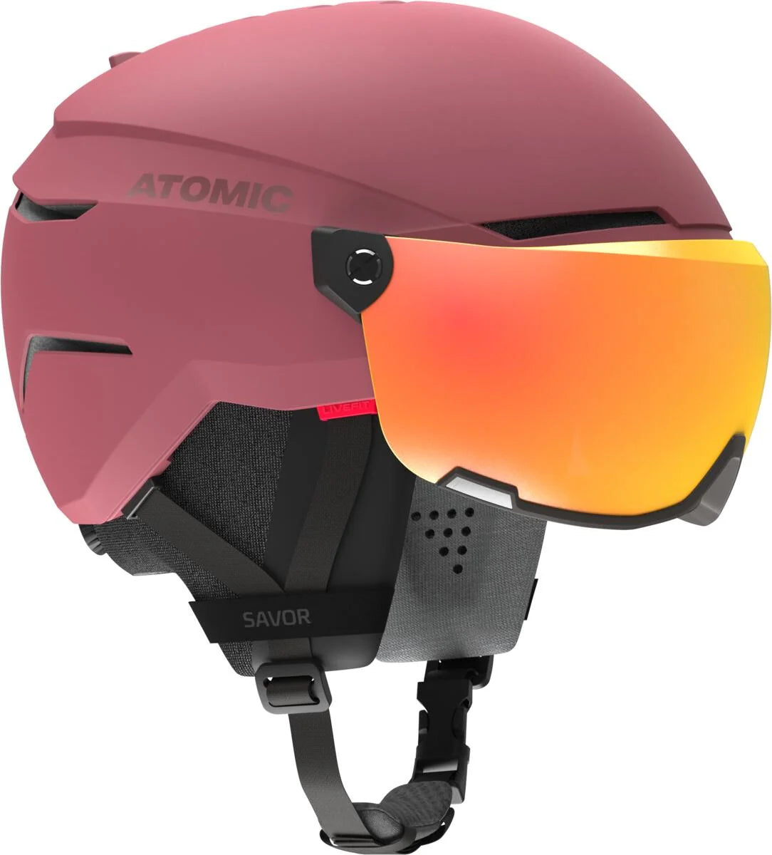 Casco da sci unisex ATOMIC SAVOR VISOR STEREO – bordeaux / rosso Stereo