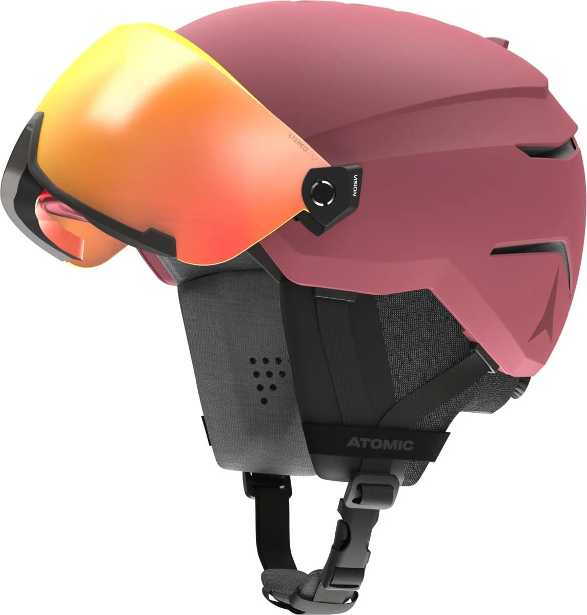 Casco da sci unisex ATOMIC SAVOR VISOR STEREO – bordeaux / rosso Stereo