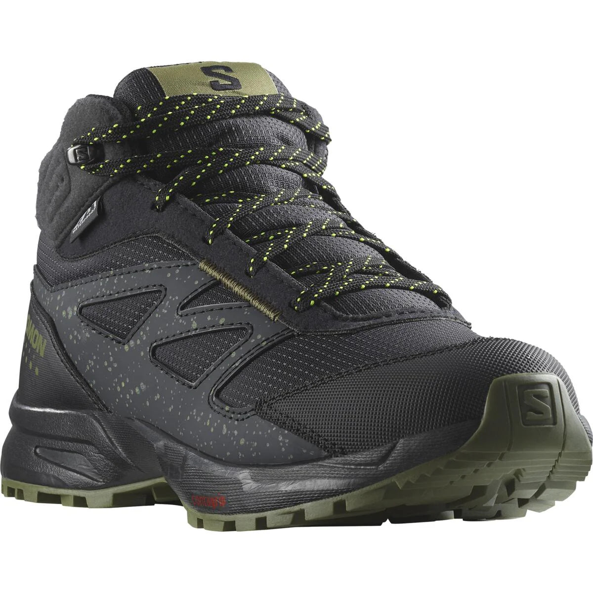 SALOMON OUTWAY MID CSWP J hiking shoes - black/grey/green