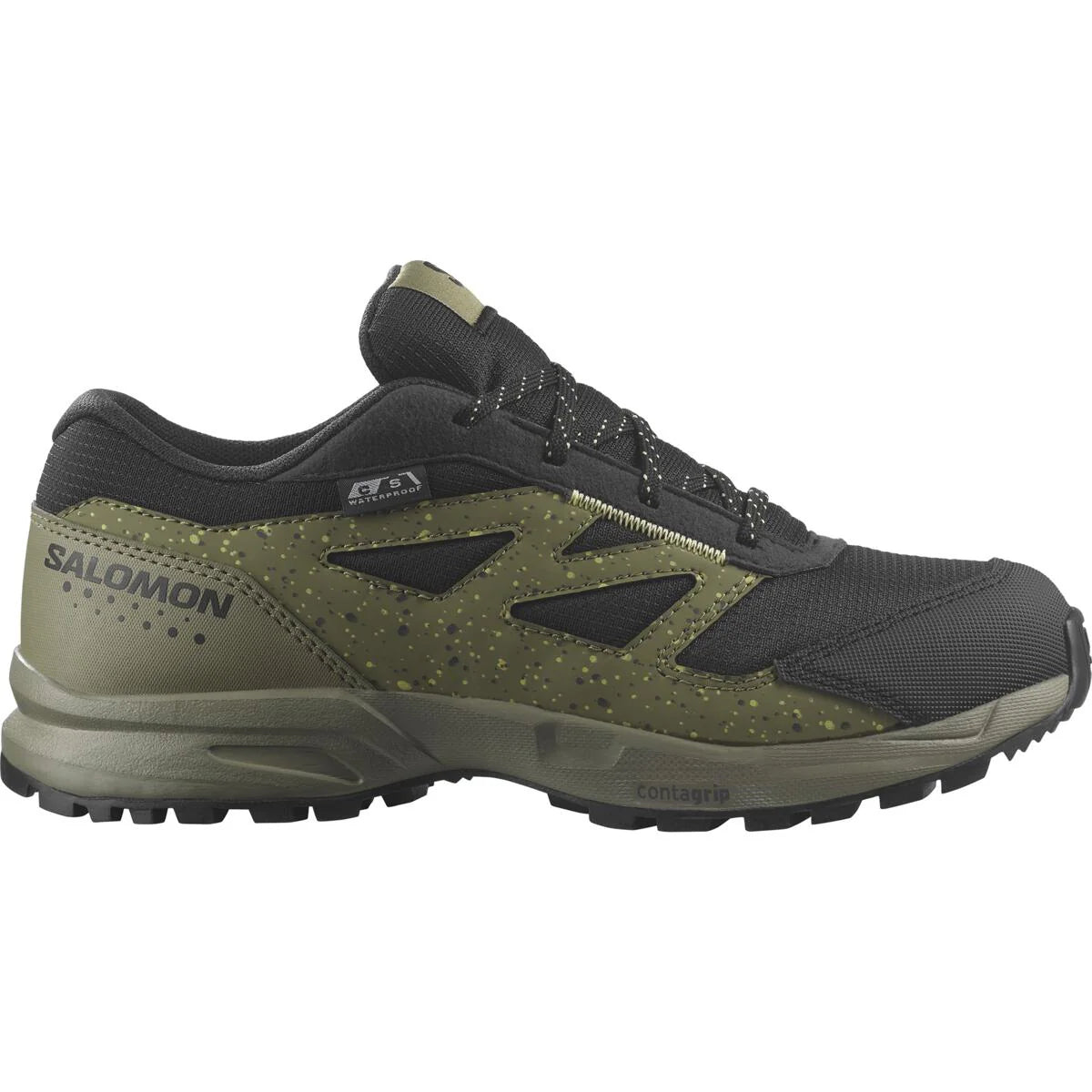 SALOMON OUTWAY CSWP J hiking shoes - black/dark green