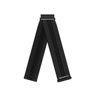 A black woven watch strap with a silver-toned metal buckle, shown in a V-shape arrangement on a plain white background. The brand name 'COROS' is printed in white near the bottom right end of the strap.