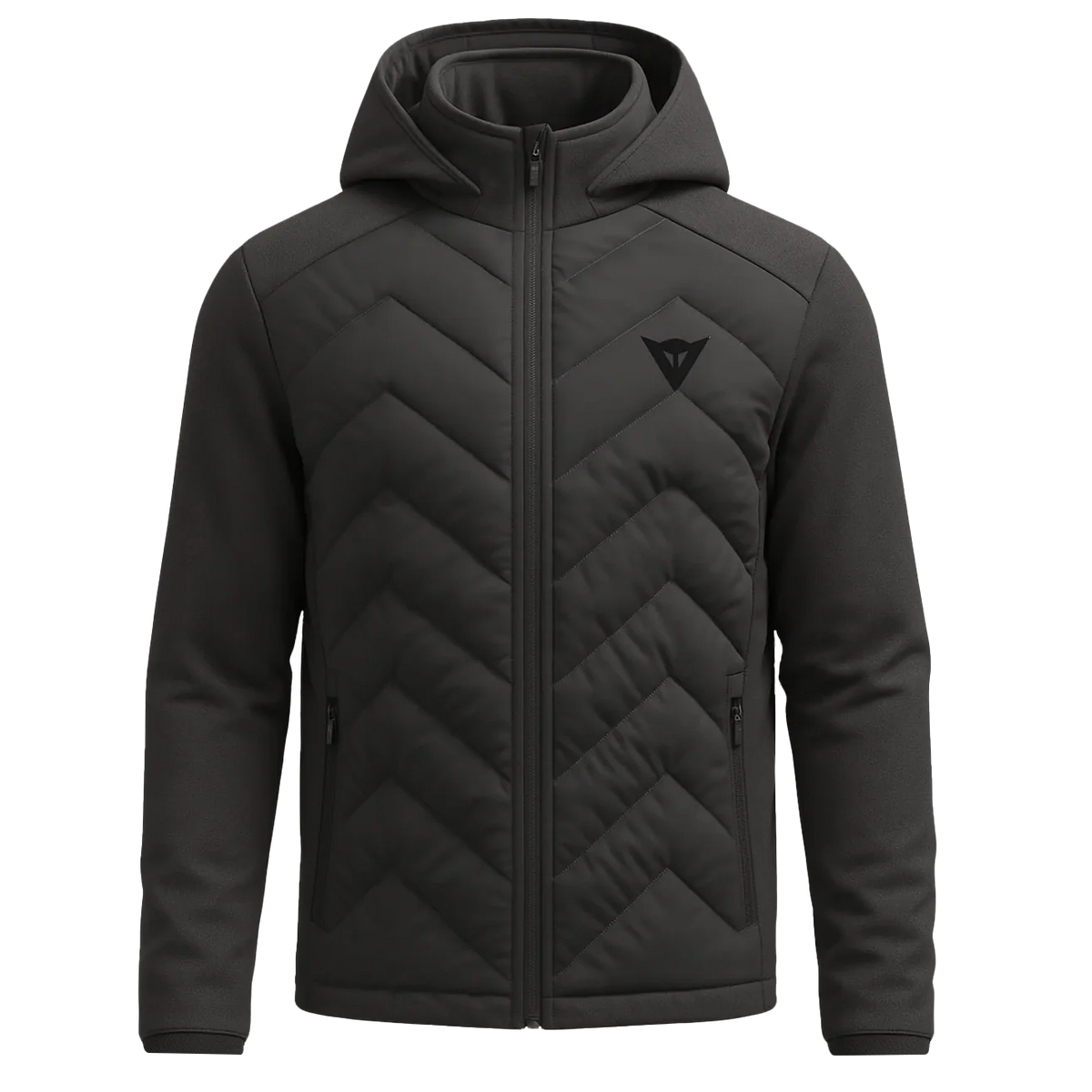 DAINESE GLACIUM men's technical ski mid layer in Stretch Limo black with detachable hood, full-length front zipper and two front pockets
 Copy