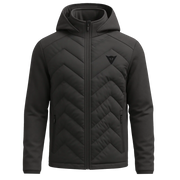 DAINESE GLACIUM men's technical ski mid layer in Stretch Limo black with detachable hood, full-length front zipper and two front pockets
 Copy