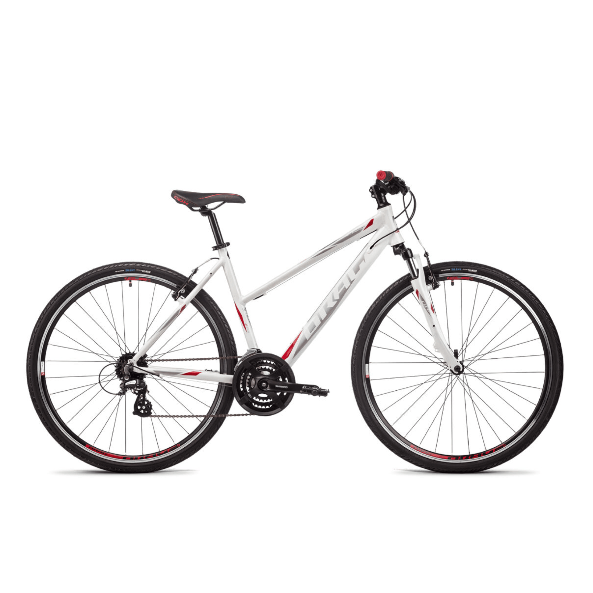 white womens bicycle DRAG Grand Canyon Lady Comp 28 Women's Bike – White/Red, Shimano 3×7 – Evelostore