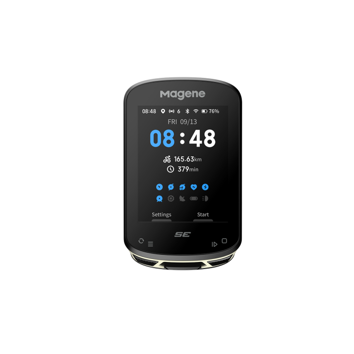 Black digital device with display showing time and date on a white background
