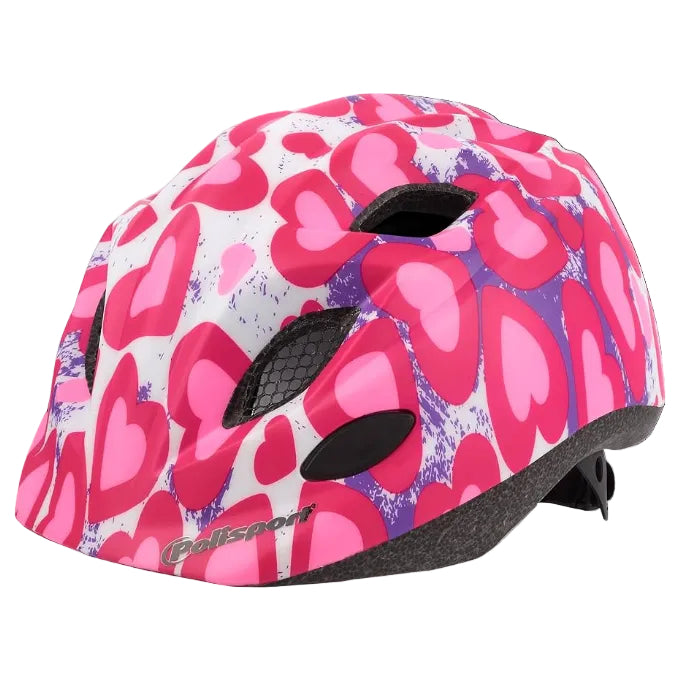 Casco per bambini POLISPORT Premium Glitter Hearts - rosa/bianco