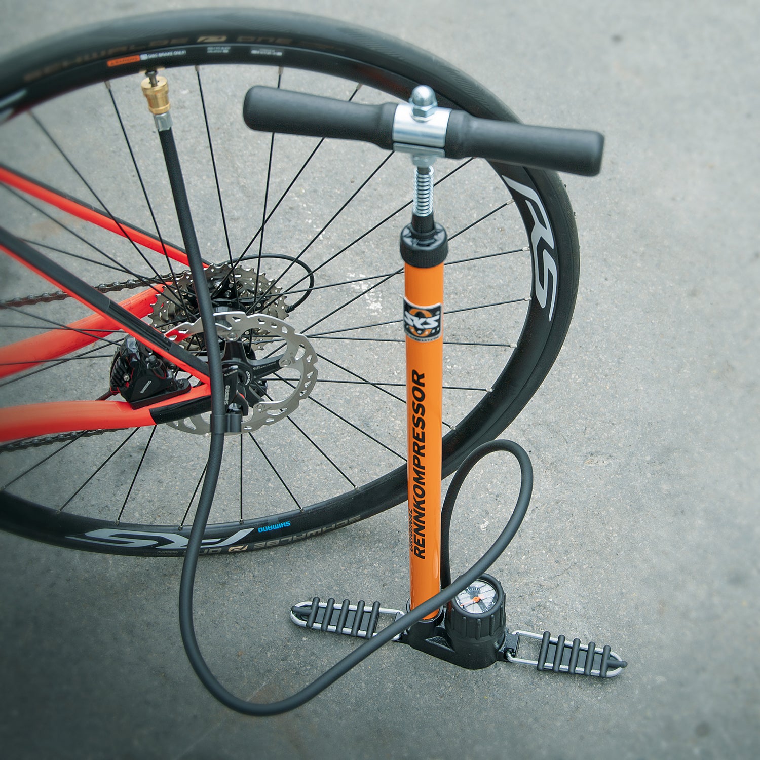 SKS RENNKOMPRESSOR floor pump - orange - SKS - Evelostore