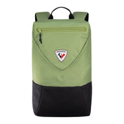 A light green and black backpack with a shield-shaped Boosberou crest patch on the front, set against a plain light gray background.