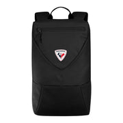 A black backpack with a top handle, a front zippered pocket, and a shield-shaped BOGOCHEFSK logo patch on the front, shown against a light gray background.
