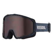 Rossignol ski goggles with a dark gray and black marbled frame, a dark brown reflective lens, and a dark gray strap featuring the white Rossignol logo.