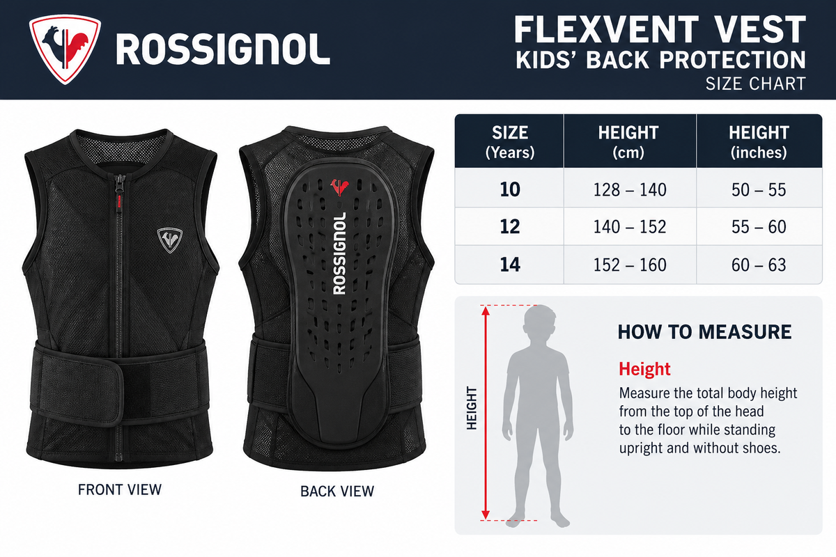 ROSSIGNOL FLEXVENT VEST Kids' Back Protector Vest – Black