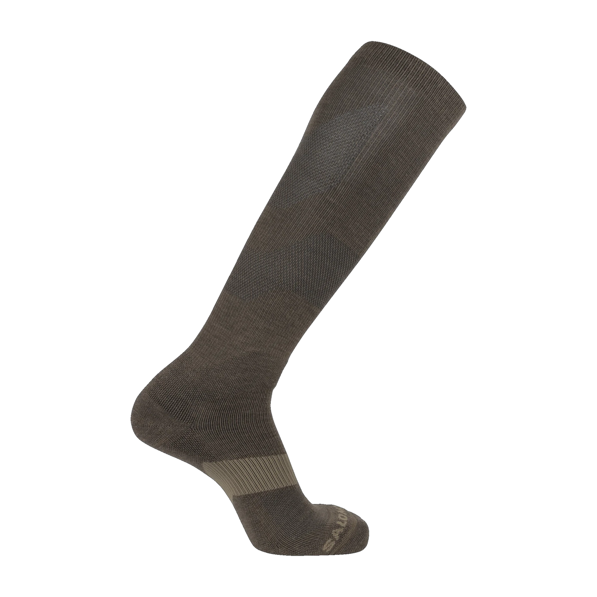 Brown knee-high sock on a white background
