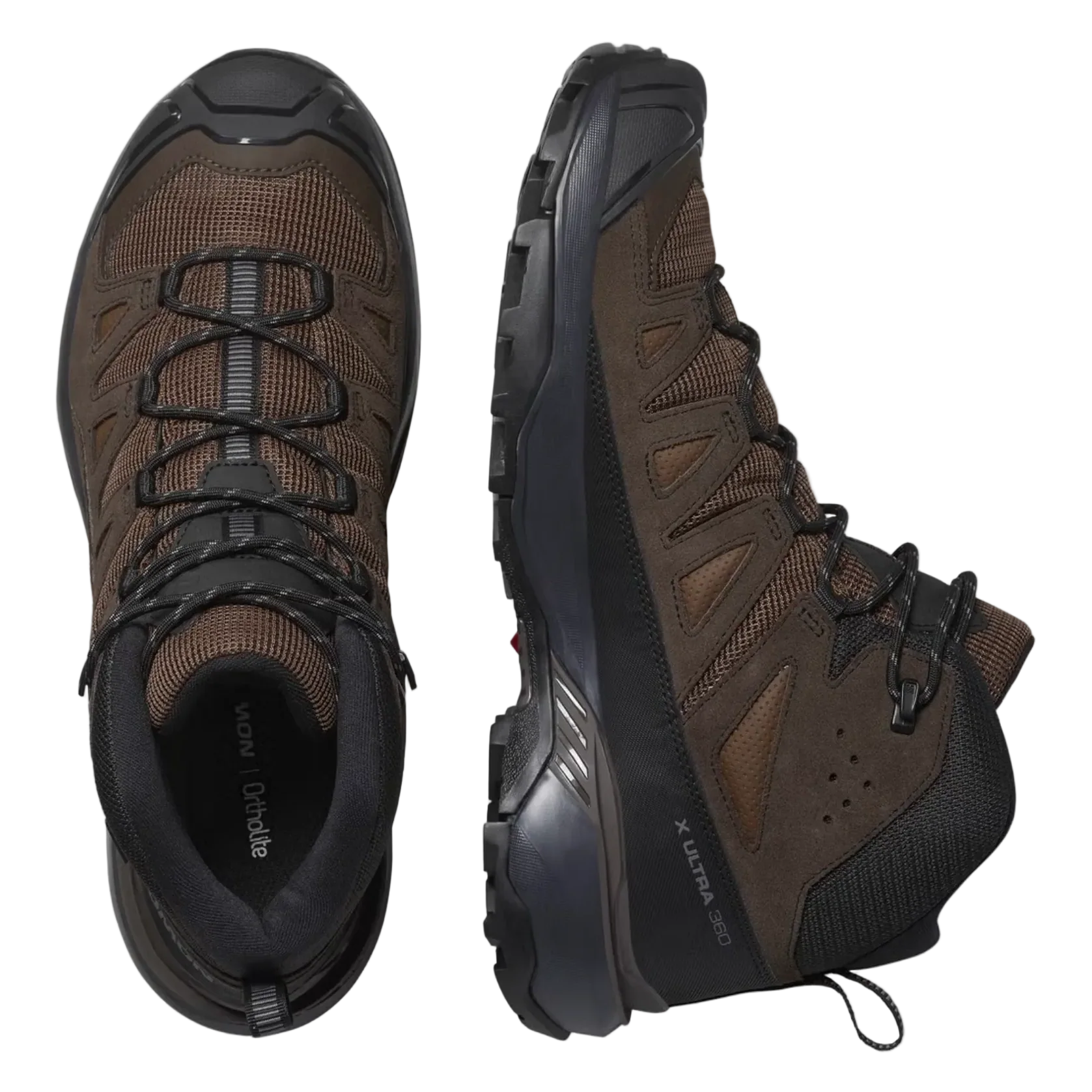 Botas de senderismo SALOMON X ULTRA 360 LEATHER MID GORE-TEX - marrón oscuro/negro