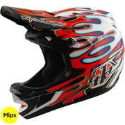 Casque TROY LEE DESIGNS D4 Composite MIPS Overspray - Blanc/Rouge, 14003000