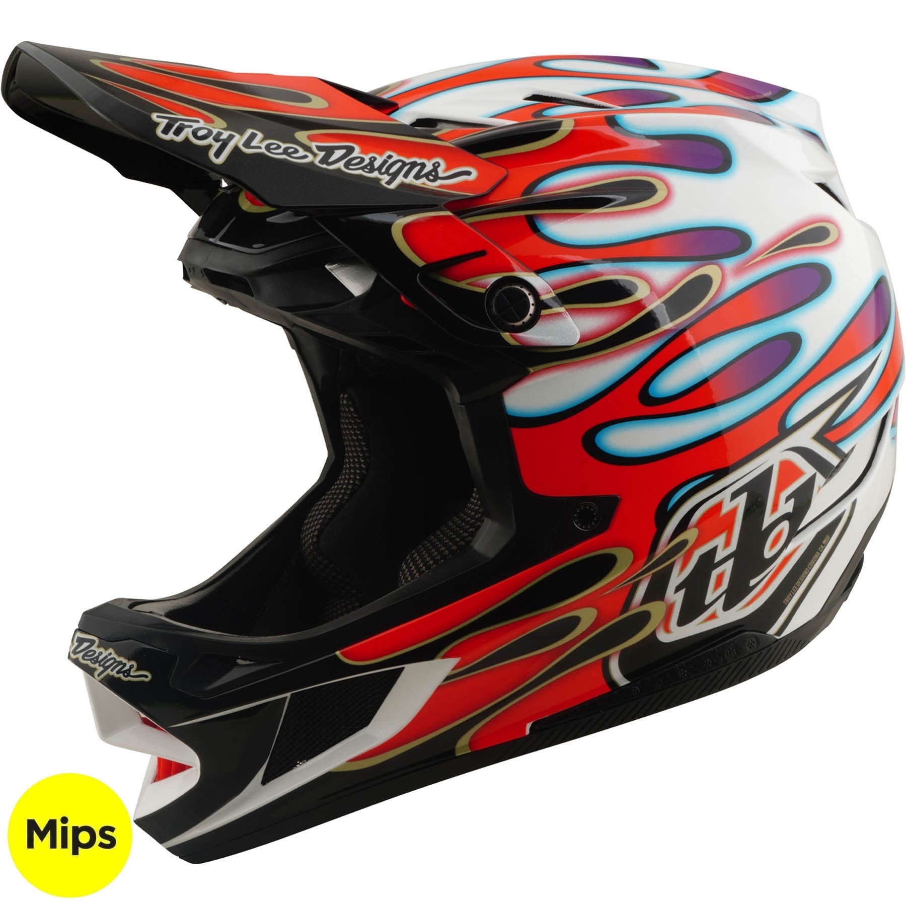 TROY LEE DESIGNS D4 Composite MIPS Helmet Overspray - White/Red, 14003000