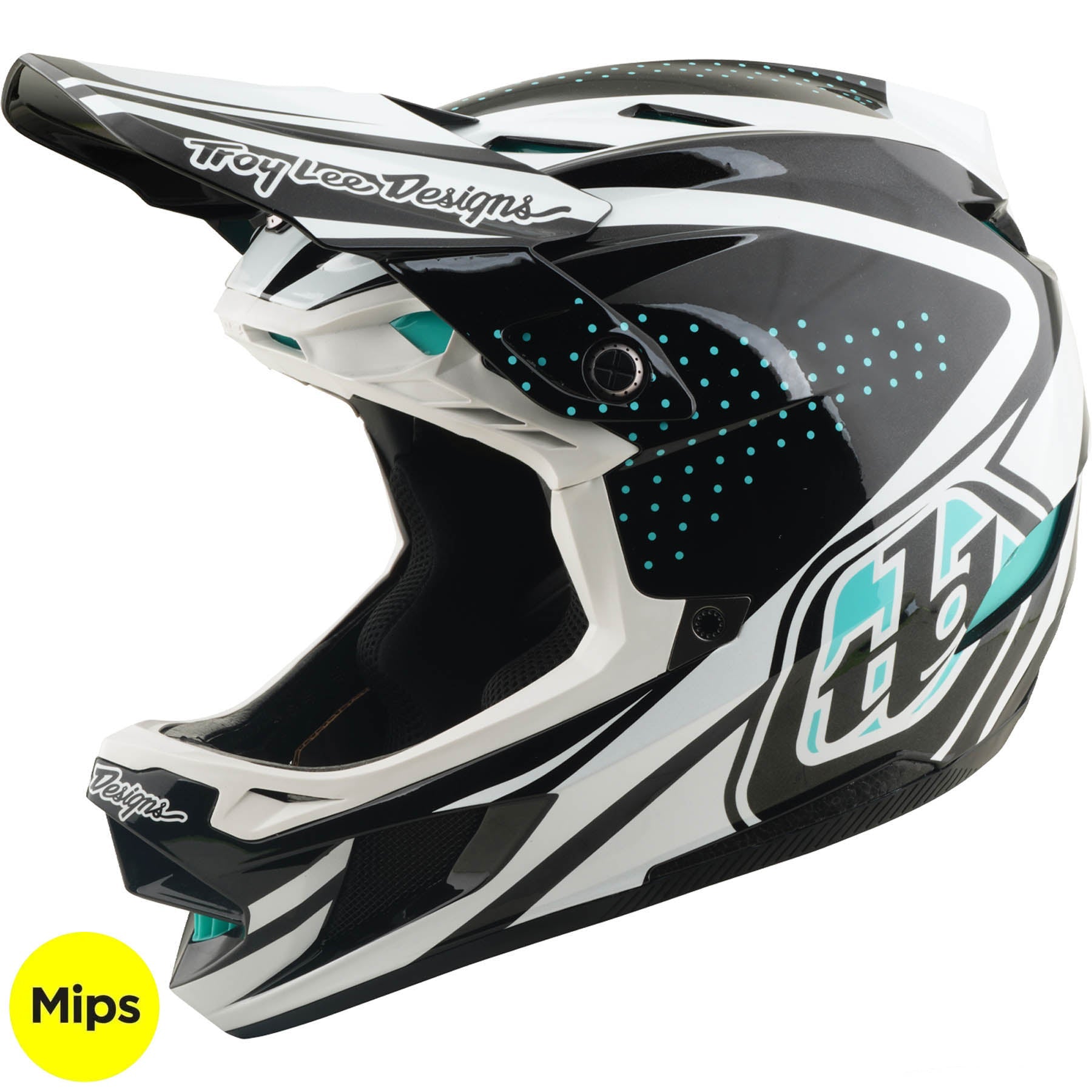 TROY LEE DESIGNS D4 polüakrülaat MIPS kiiver The Line süsi / valge, 17404700