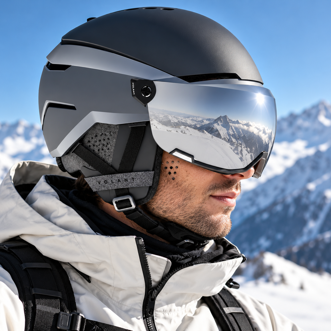 VOLANT AMID Visor HD PLUS Ski Helmet – Black / Silver HD C2-3