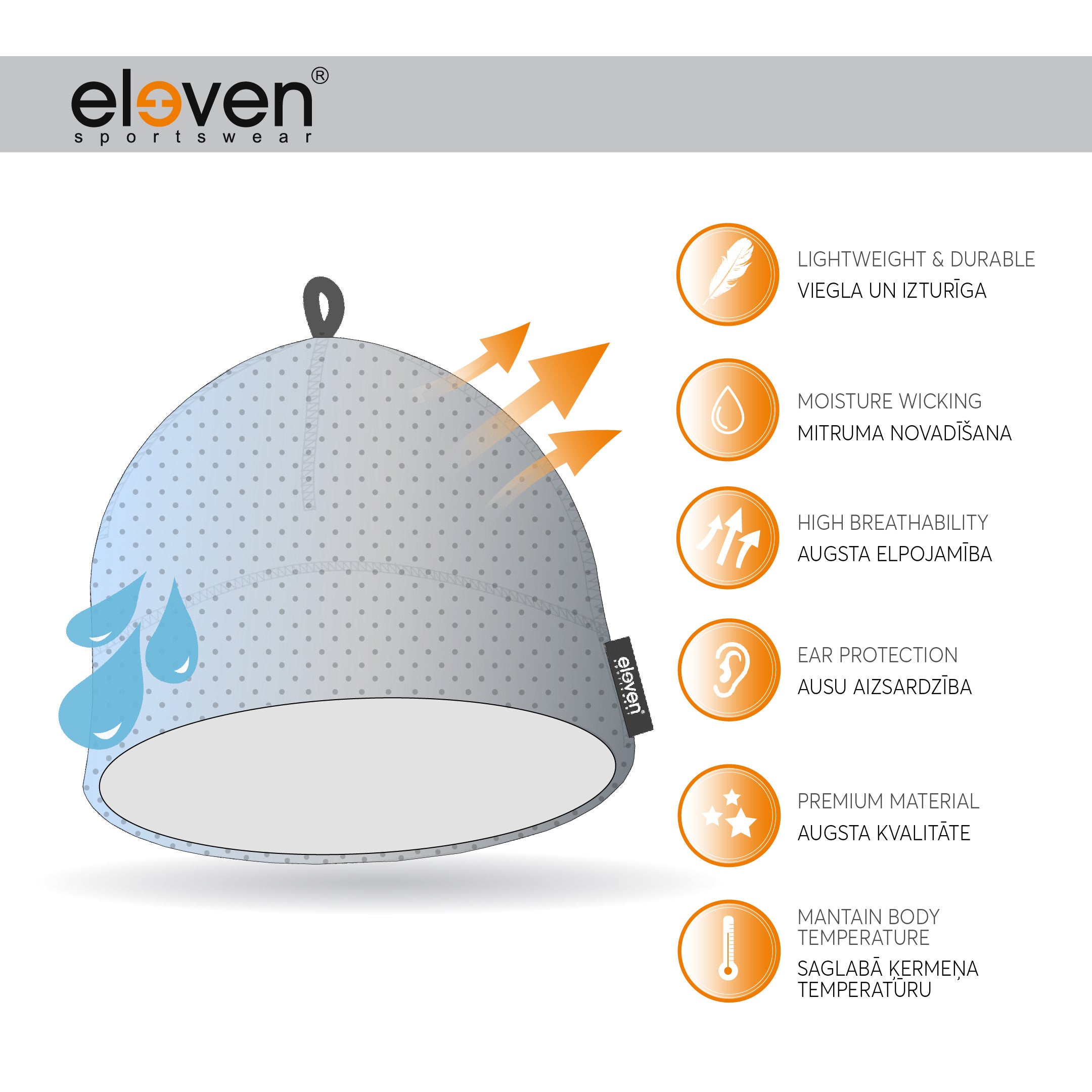 ELEVEN SPORTSWEAR AIR cepure Stirnu Buks - oranža