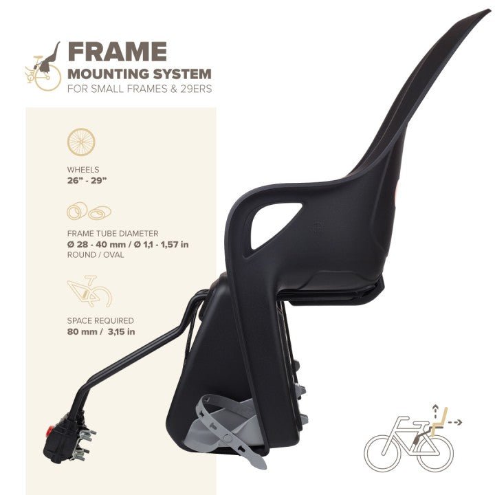 POLISPORT KOARI 29" child seat - black/grey - POLISPORT - Evelostore