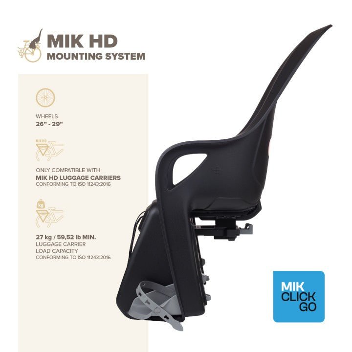 POLISPORT KOARI MIK - HD Child bike seat for MIK - HD Rack - dark grey - POLISPORT - Evelostore