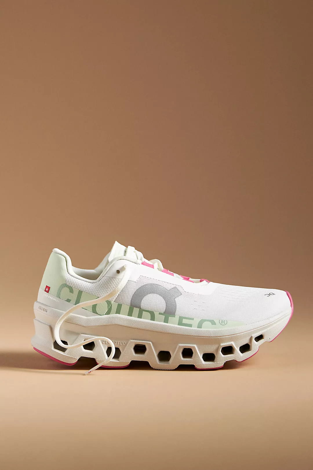 ON CLOUDMONSTER W Road running shoes - white/green/pink