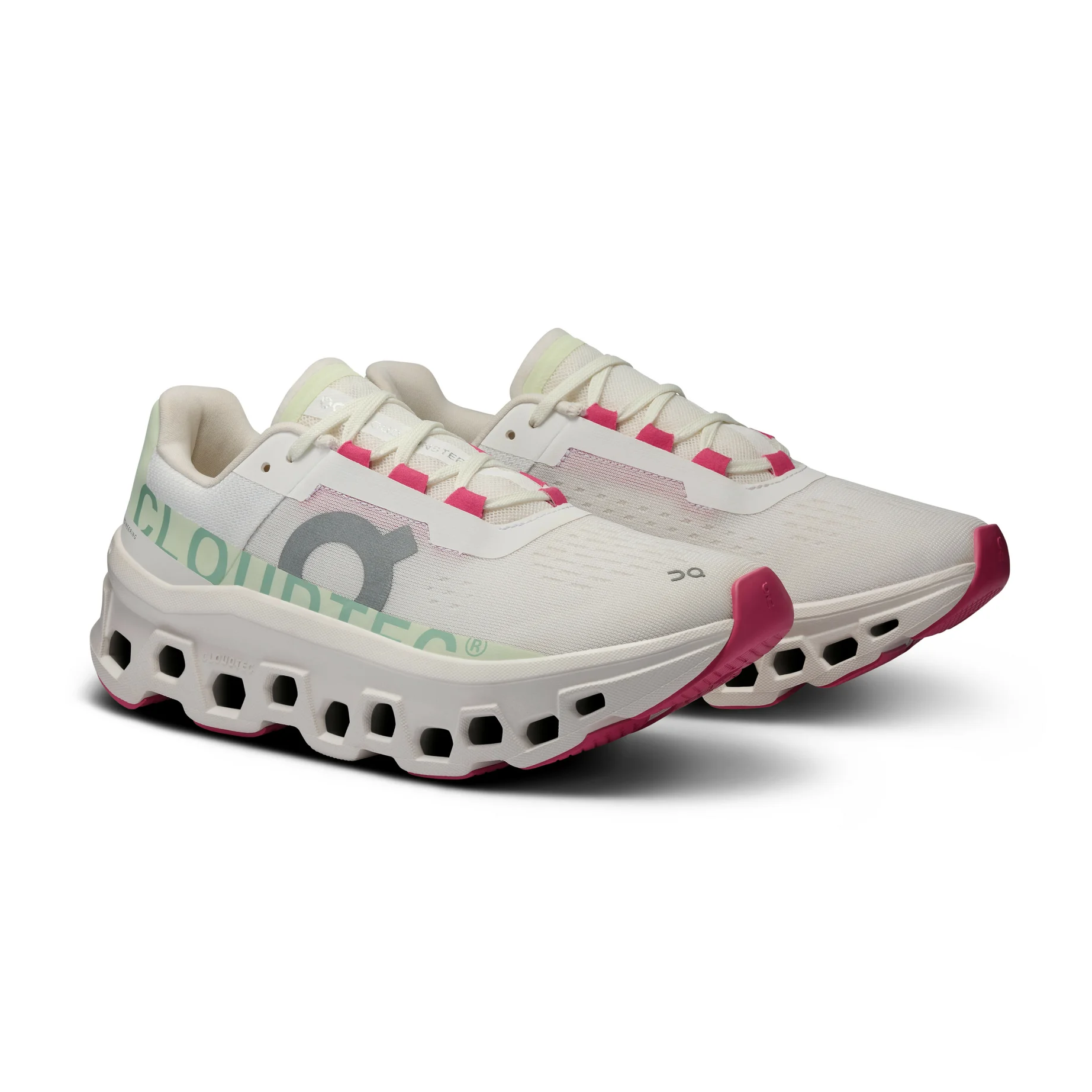 ON CLOUDMONSTER W Road running shoes - white/green/pink