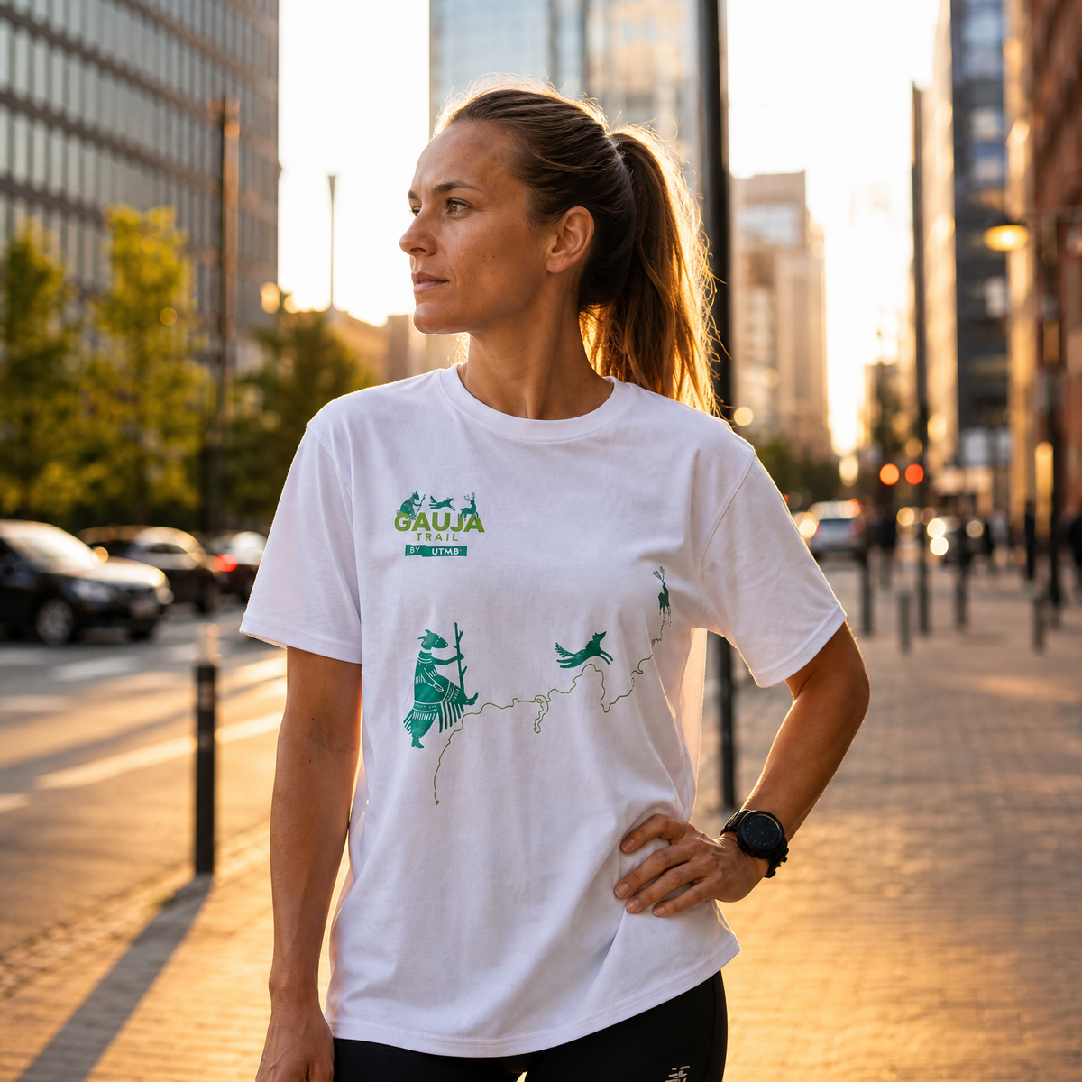 Gauja Trail by UTMB kortærmet unisex-T-shirt – hvid