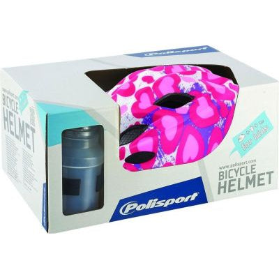 Casco per bambini POLISPORT Premium Glitter Hearts - rosa/bianco