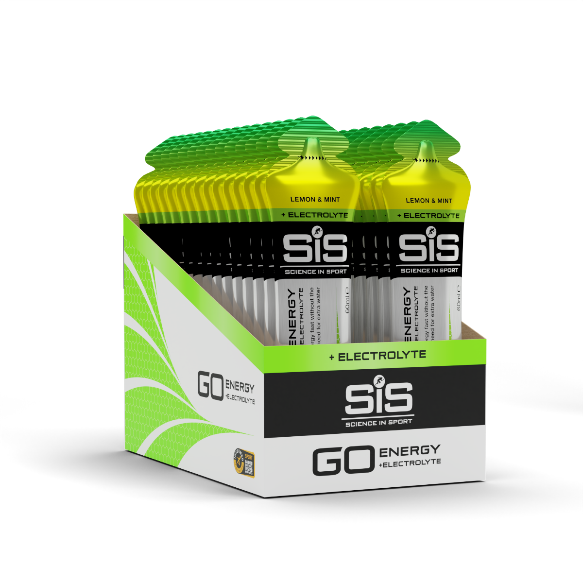 SIS GO ENERGY + ELECTROLYTE energigelæske, æske med 30 stk. à 60 ml