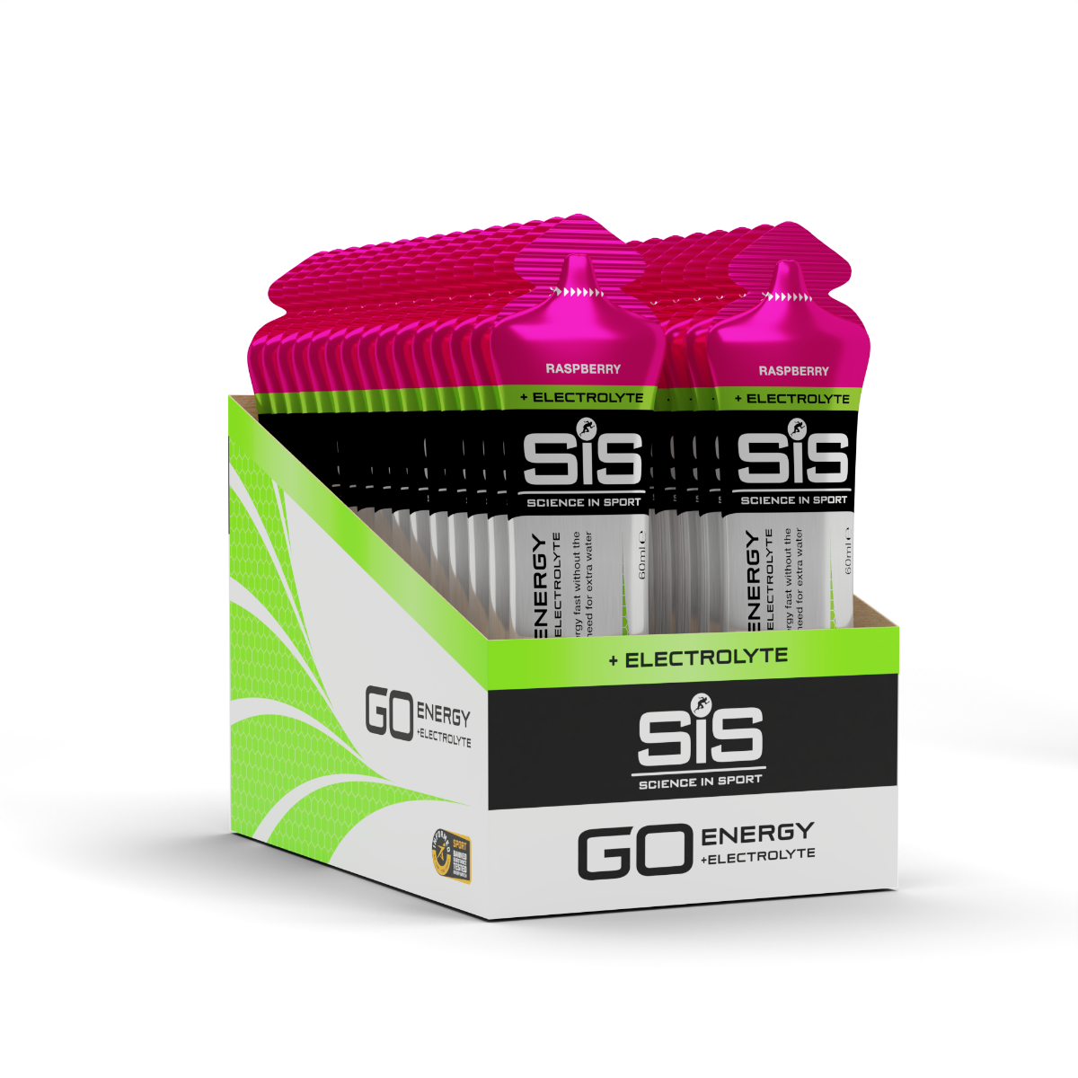 SIS GO ENERGY + ELECTROLYTE energigelæske, æske med 30 stk. à 60 ml