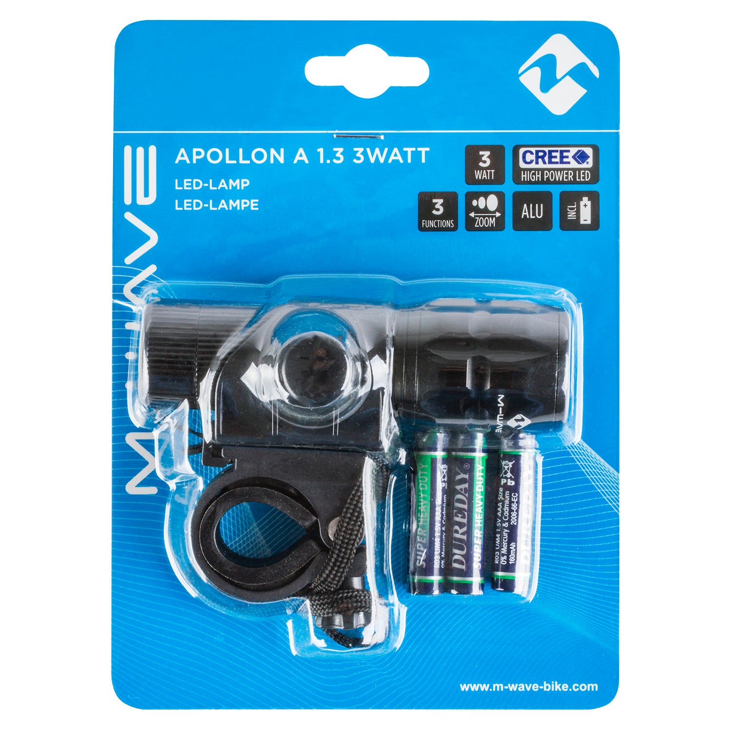 M-WAVE APOLLON A 1.3 3WATT Priekšējais lukturis - melns