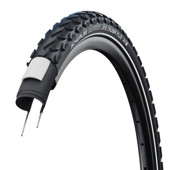 SCHWALBE LAND CRUISER PLUS 28 X 2.00 tire - PunctureGuard I Green Compound I Reflex