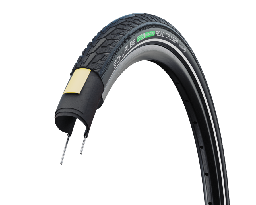 SCHWALBE ROAD CRUISER 28" tire - K-Guard | Green Compound | Black+Reflex