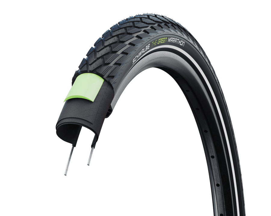 SCHWALBE MARATHON GREEN 28 x 1.25 tire - GreenGuard I ADDIX Eco I Black+reflex - SCHWALBE - Evelostore