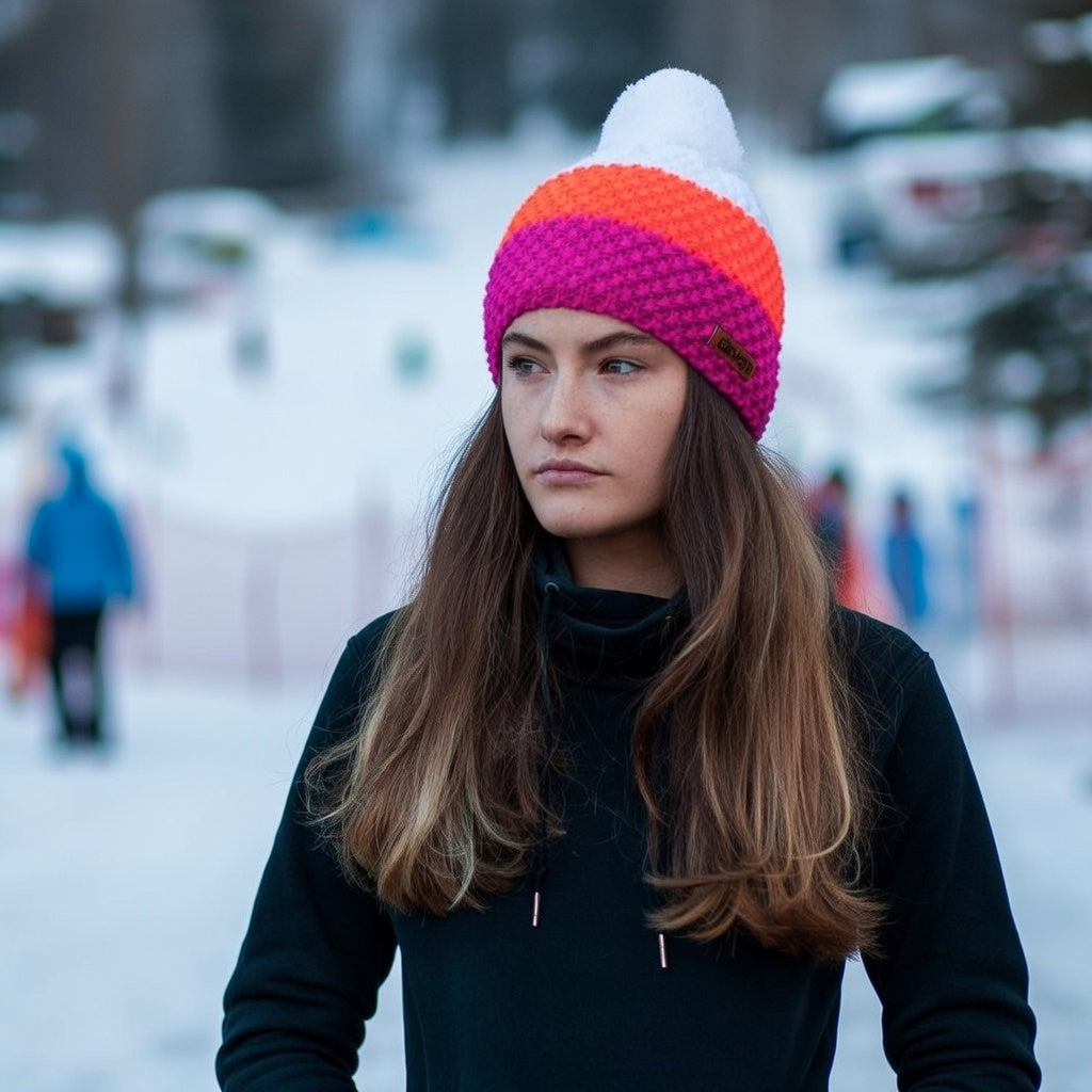 ELEVEN SPORTSWEAR Strickmütze mit Bommel pink/orange