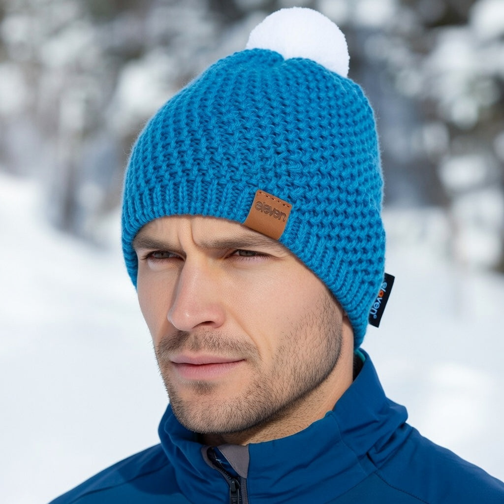 ELEVEN SPORTSWEAR gestrickte Mütze EVAN weiß/blau