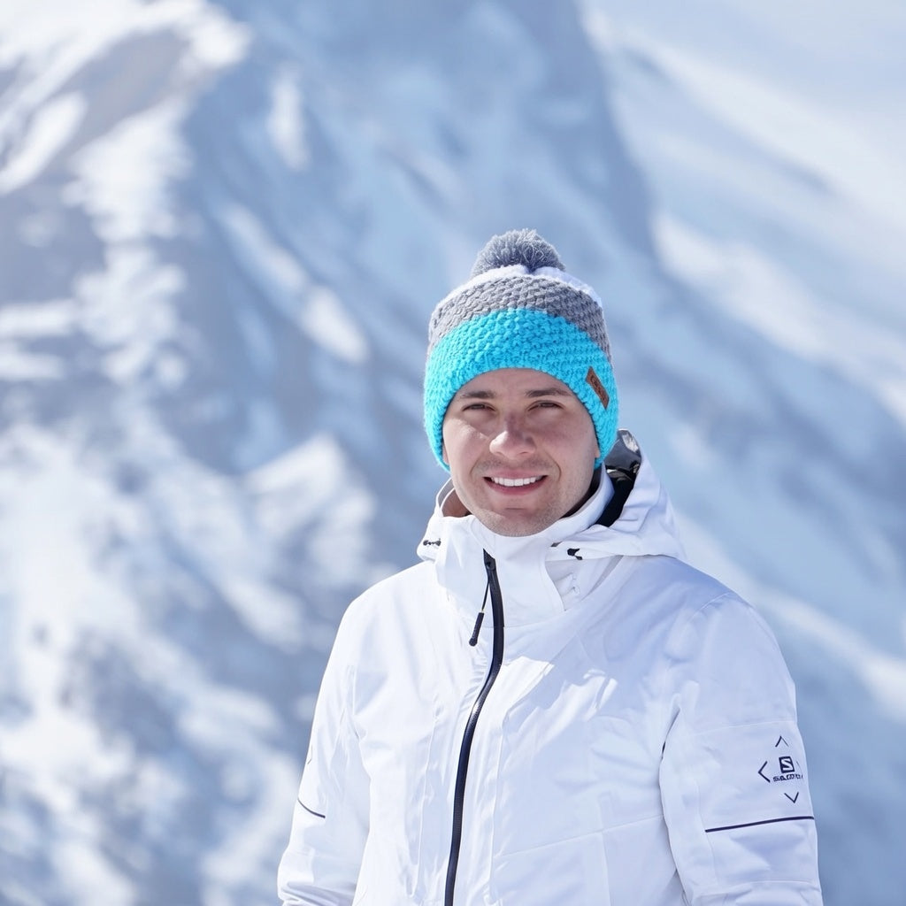 ELEVEN SPORTSWEAR Strickmütze mit Bommel türkis/grau