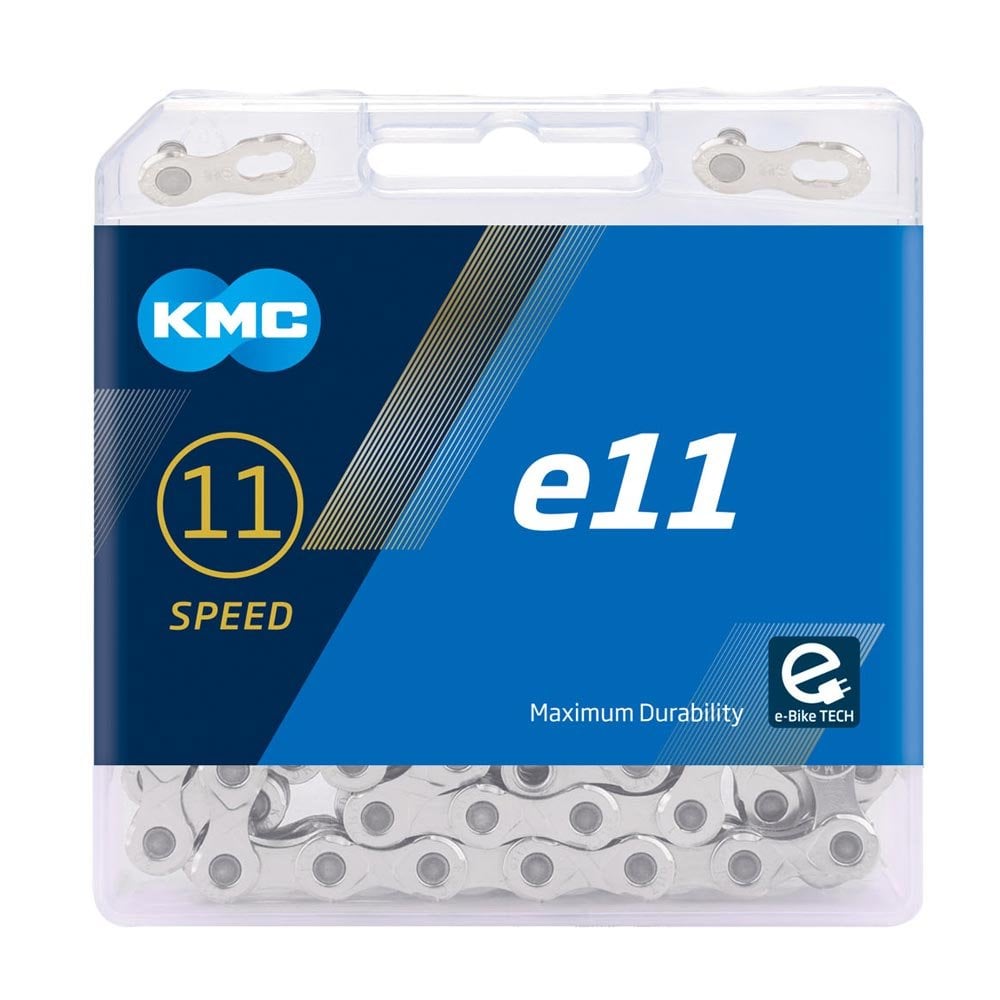 Cadena KMC e11 para bicicleta eléctrica de 11 velocidades - plateada con QuickLink