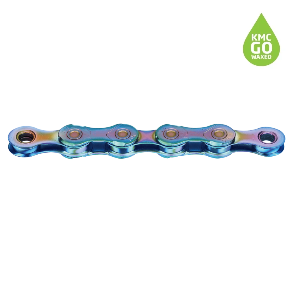 KMC X11 WAXED Chain - 11-speed - Aurora Blue with Quick Link