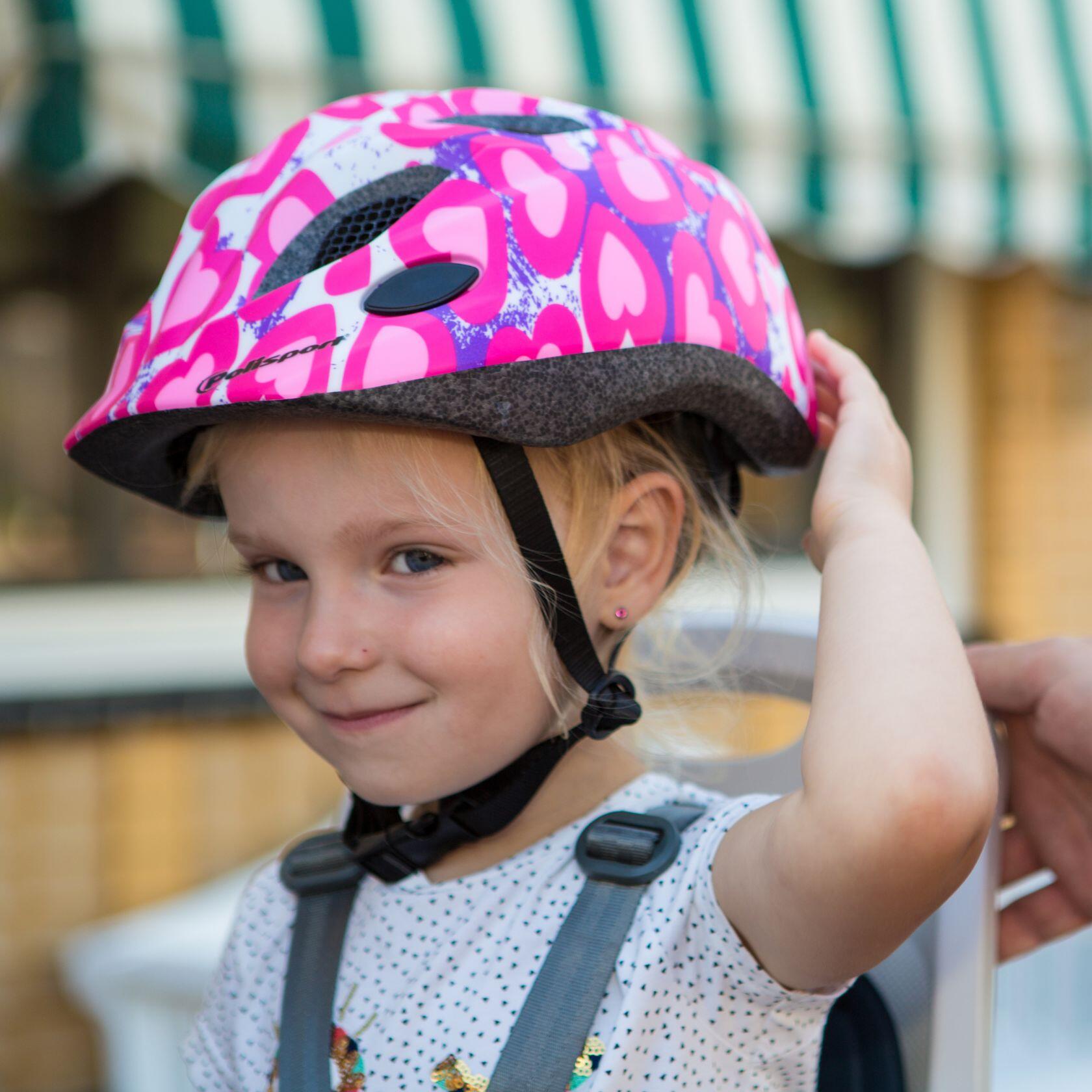 Casco per bambini POLISPORT Premium Glitter Hearts - rosa/bianco