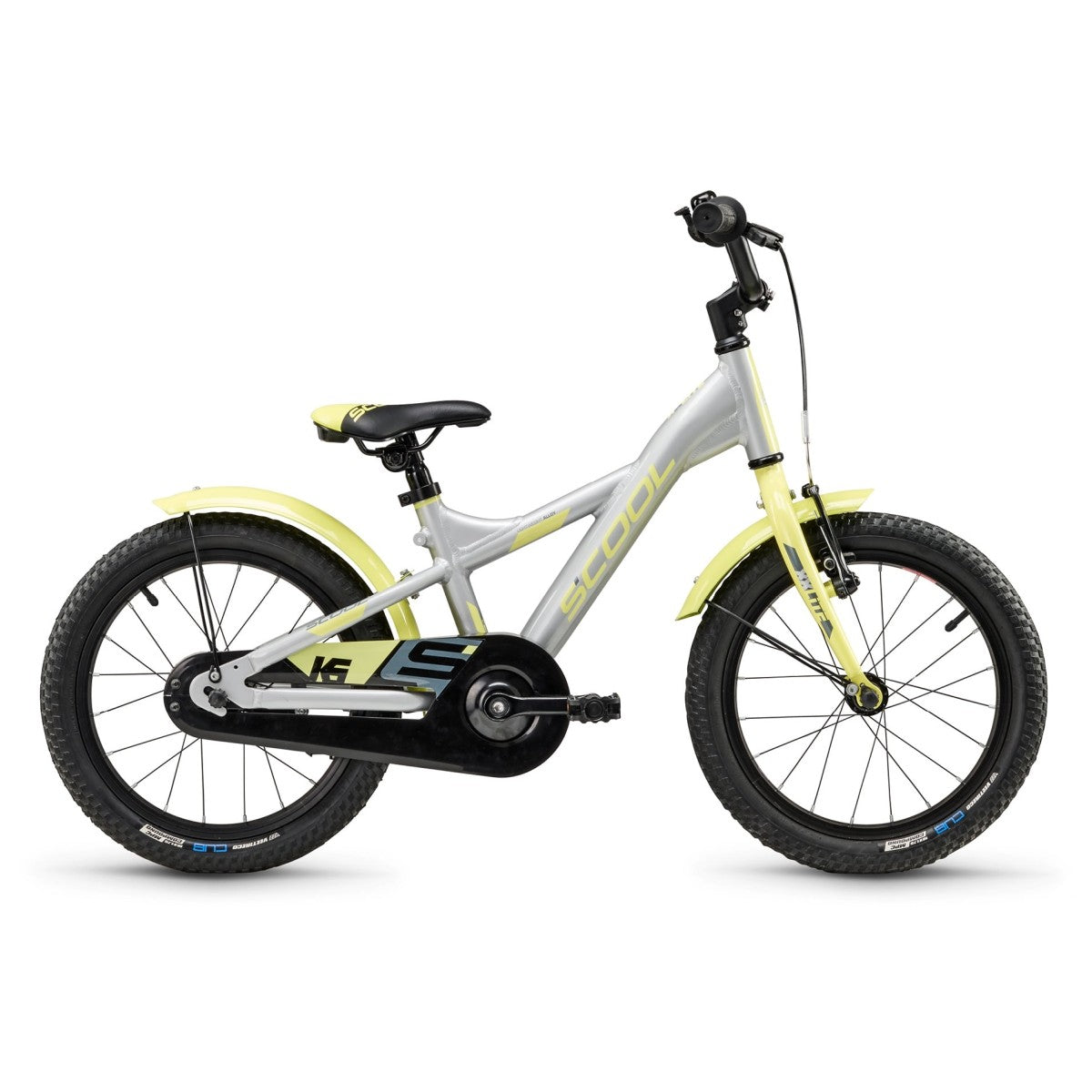 S'COOL XXLITE 16 kids bicycle - silver/lime