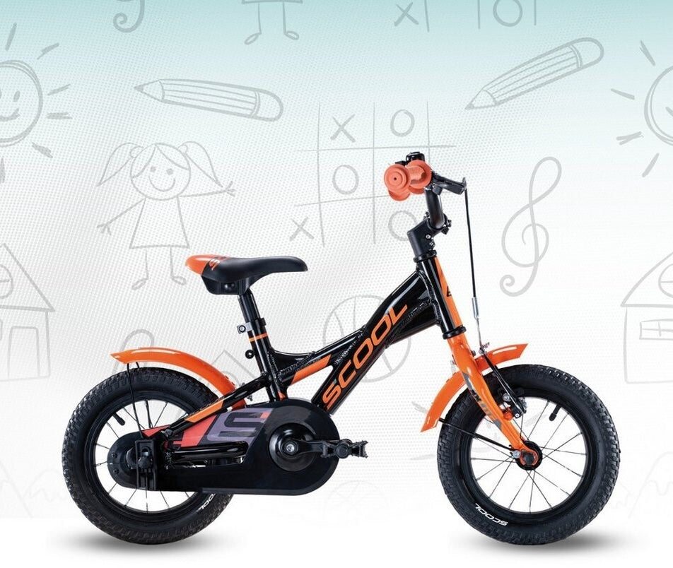 S'COOL XXLITE 12 kids bicycle - black/orange