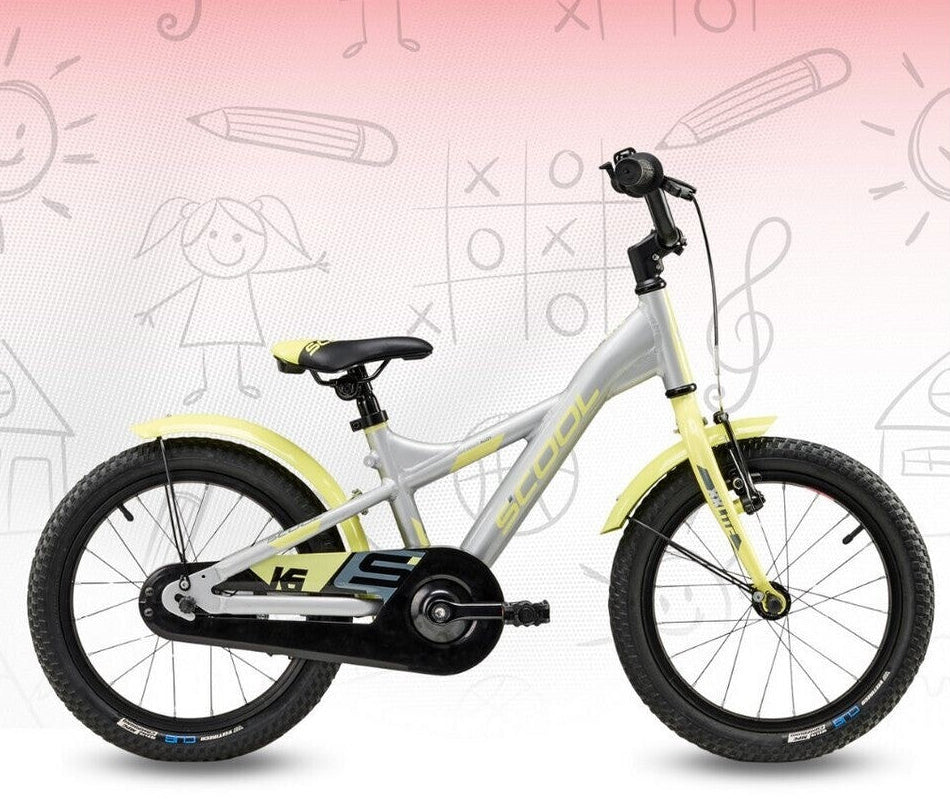 S'COOL XXLITE 16 kids bicycle - silver/lime