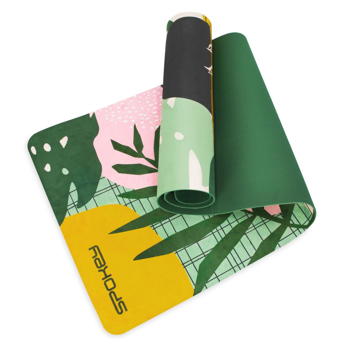 SPOKEY HOME JUNGLE fitness matt 0,4 cm - green/pink - SPOKEY - Evelostore