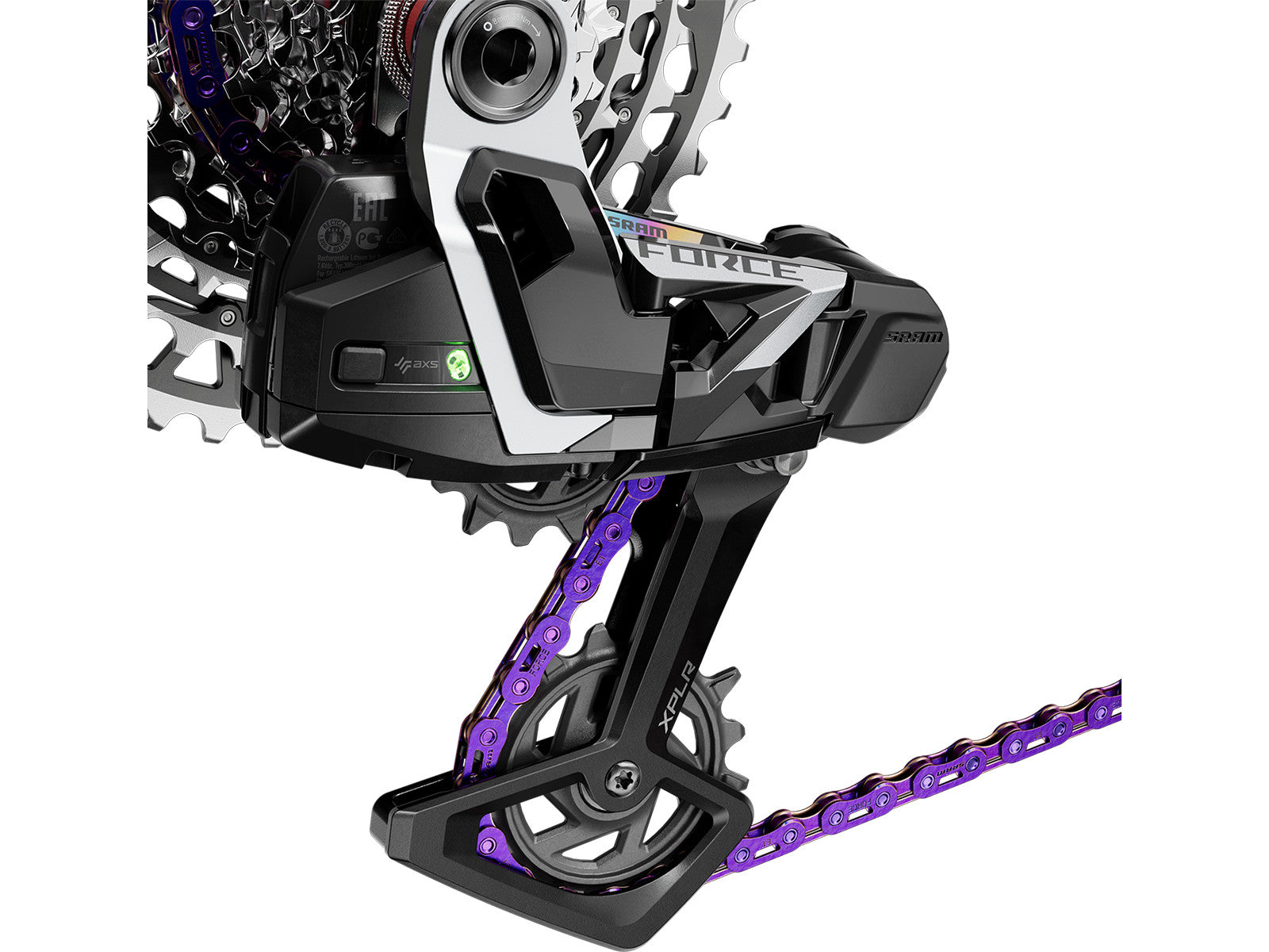 SRAM FORCE AXS E1 Flattop 12/13-Gang Kette – lila mit PowerLock