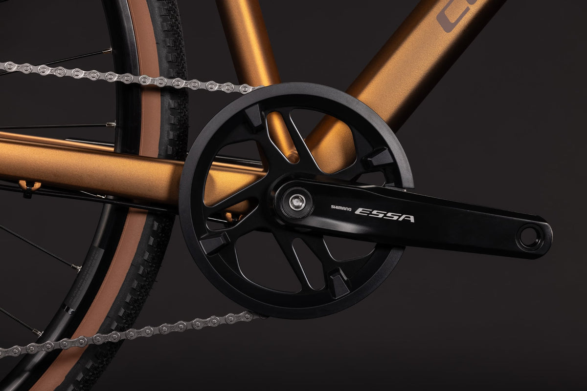 Bicicleta urbana CUBE NULANE ONE – Caramelo metálico / Marrón 2027