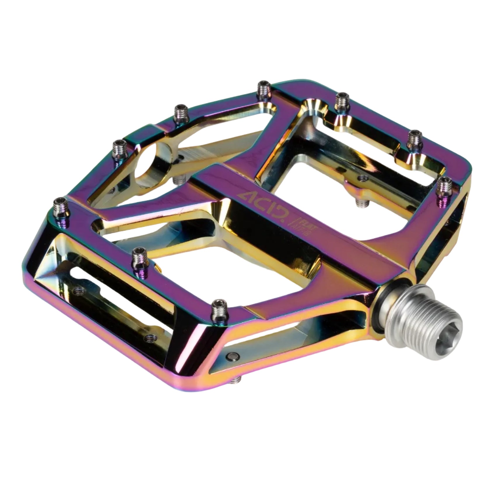pedale schwarz gold ACID FLAT A17-IB Pedale – Aluminium MTB Flat Pedale mit Pins – Evelostore