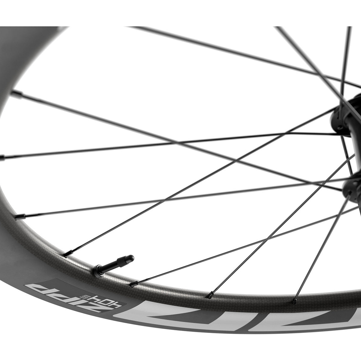 Rueda delantera ZIPP 404 S Carbon Tubeless Disc 700C - logotipos gris oscuro